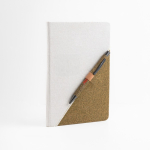 Notitieboek van gerecycled katoen met groene-thee pen A5