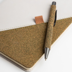 Notitieboek van gerecycled katoen met groene-thee pen A5