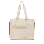 Tas van kunstleer met verborgen vakken en trolleyband 15,6” kleur beige