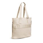Tas van kunstleer met verborgen vakken en trolleyband 15,6” kleur beige