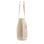 Tas van kunstleer met verborgen vakken en trolleyband 15,6” kleur beige