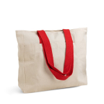 Canvas katoenen tas met sluiting en gekleurde hengsels 280 g/m² kleur rood