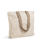 Canvas katoenen tas met sluiting en gekleurde hengsels 280 g/m² kleur khaki