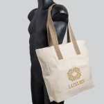 Canvas katoenen tas met sluiting en gekleurde hengsels 280 g/m² kleur khaki