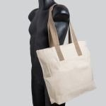 Canvas katoenen tas met sluiting en gekleurde hengsels 280 g/m² kleur khaki
