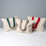Canvas katoenen tas met sluiting en gekleurde hengsels 280 g/m²