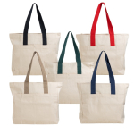 Canvas katoenen tas met sluiting en gekleurde hengsels 280 g/m²