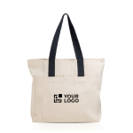 Canvas katoenen tas met sluiting en gekleurde hengsels 280 g/m²