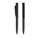Set balpen en rollerpen van aluminium met hexagonaal design kleur zwart