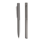 Set balpen en rollerpen van aluminium met hexagonaal design kleur antraciet