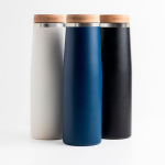 RVS thermosfles met bamboedop 550 ml