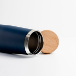 RVS thermosfles met bamboedop 550 ml