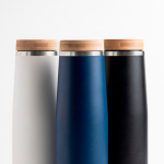 RVS thermosfles met bamboedop 550 ml