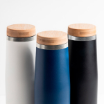 RVS thermosfles met bamboedop 550 ml