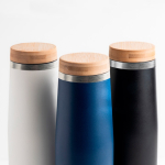 RVS thermosfles met bamboedop 550 ml