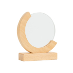 Trofee van hout en glas met wereldbol-design en geschenkdoos kleur lichtbruin
