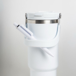 RVS thermobeker met dubbele dop en inklapbaar handvat 900 ml