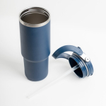 RVS thermobeker met dubbele dop en inklapbaar handvat 900 ml