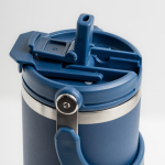 RVS thermobeker met dubbele dop en inklapbaar handvat 900 ml