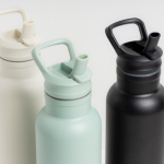 RVS thermosfles met vast handvat en inklapbaar rietje 500 ml