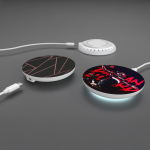 Witte ronde oplader met LED-indicator in de basis 15 W kleur wit zesde weergave