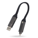 Draagbare oplaadkabel met meerdere aansluitingen kleur zwart vijfde weergave