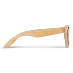 Zonnebril volledig gemaakt van bamboe met zwarte glazen kleur naturel vierde weergave