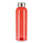 Fles van gerecycled plastic met zilverkleurige dop 500 ml kleur doorzichtig rood