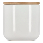 Keramische pot ideaal voor voedselopslag met bamboedeksel 550 ml kleur wit tweede weergave