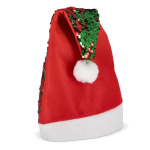 Originele kerstmuts van tweekleurige glinsterende pailletten kleur rood