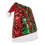 Originele kerstmuts van tweekleurige glinsterende pailletten kleur rood tweede weergave