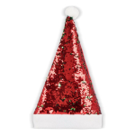 Originele kerstmuts van tweekleurige glinsterende pailletten kleur rood derde weergave