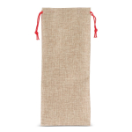 Wijnzak met rustieke jute look en rood trekkoord kleur naturel vierde weergave