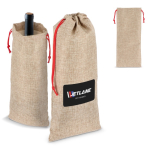 Wijnzak met rustieke jute look en rood trekkoord