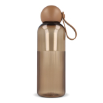 Effen plastic fles met ronde dop en draaglus 600 ml kleur camel tweede weergave