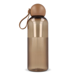 Effen plastic fles met ronde dop en draaglus 600 ml kleur camel vierde weergave