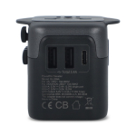 Compacte reisadapter bruikbaar in meer dan 150 landen kleur zwart derde weergave