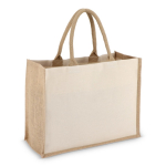 Katoenen tas met jute zijkanten en bodem 320 g/m² kleur beige
