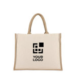 Katoenen tas met jute zijkanten en bodem 320 g/m² met afdrukgebied