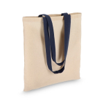 Katoenen tas met gekleurde hengsels OEKO-TEX 140 g/m² kleur donkerblauw tweede weergave