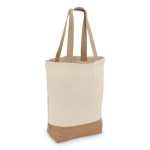 Katoenen tas met bodemvouw en jute handvatten 320 g/m² kleur beige