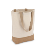 Katoenen tas met bodemvouw en jute handvatten 320 g/m² kleur beige tweede weergave