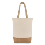 Katoenen tas met bodemvouw en jute handvatten 320 g/m² kleur beige vierde weergave
