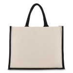 Katoenen tas met gekleurde jute zijkanten en bodem 320 g/m² kleur zwart derde weergave