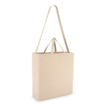Katoenen tas OEKO-TEX in naturel kleur met dubbele hengsels 220 g/m² kleur beige