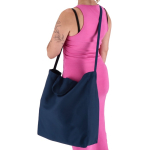 Katoenen tas OEKO-TEX in diverse kleuren met dubbele hengsels 220 g/m² kleur donkerblauw vierde weergave
