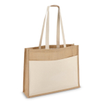 Jute tas met katoenen voorvak en bijpassende hengsels 320 g/m² kleur beige tweede weergave
