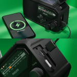 Draagbare zonne-energie radio met zaklamp en nood-powerbank kleur zwart zesde weergave