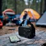 Draagbare zonne-energie radio met zaklamp en nood-powerbank kleur zwart zevende weergave