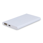 Powerbank van gerecycled aluminium in diverse kleuren 4.000 mAh kleur wit